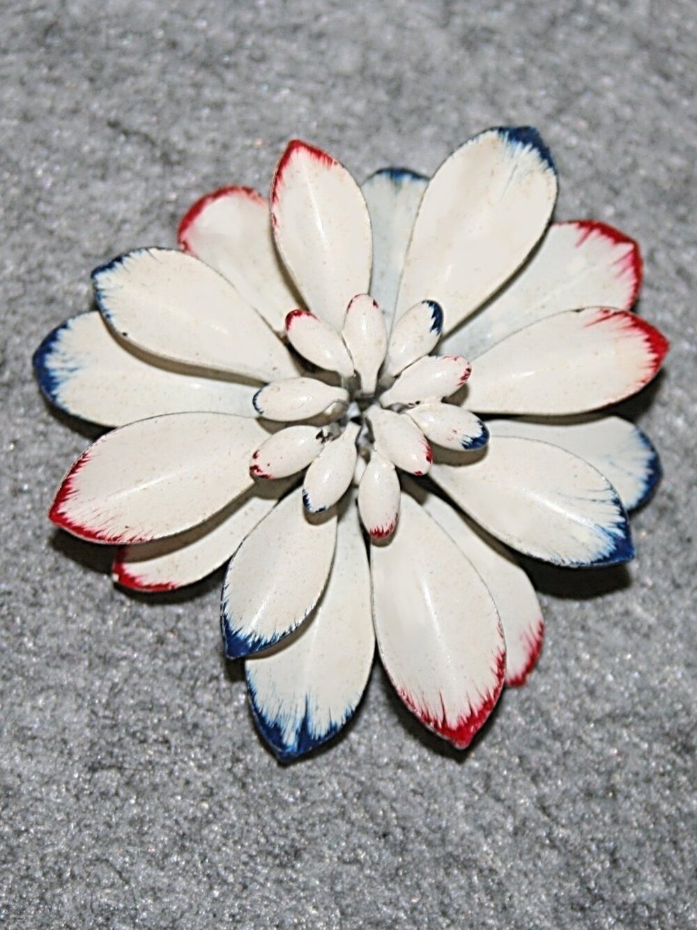 Vintage Flower White / Pink / Blue Enameled Brooch Pin